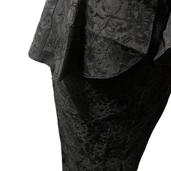 VTG ROBERTA CALIFORNIA BLACK Floral LACE Gothic ROMANTIC Evening DRESS Women’s - Picture 7 of 15